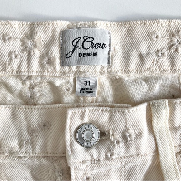 J.Crew Women's 10" Billie Demi Boot Crop Off-White Jeans Eyelet Embroidery 31 - Picture 11 of 15